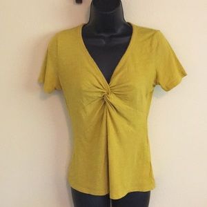 Gold yellow twist knit top. Anthropologie. Small.